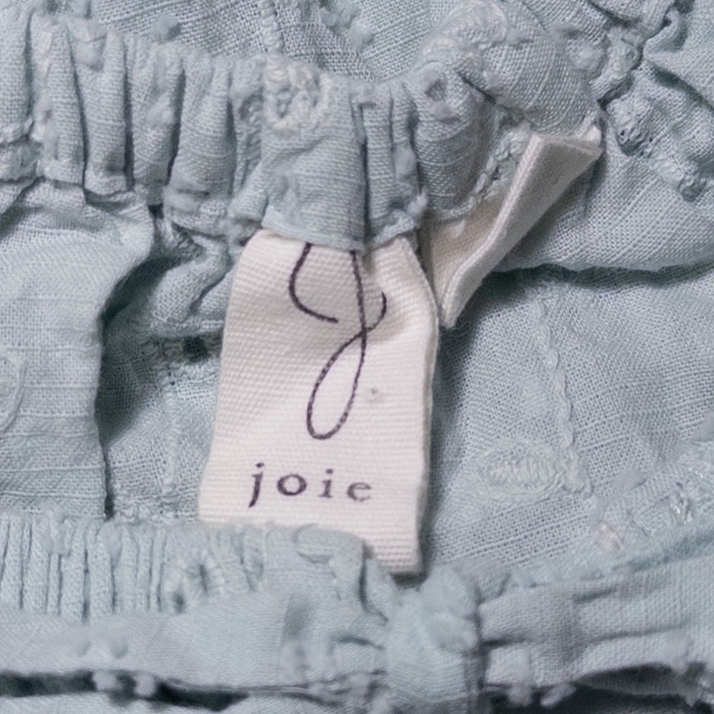 Joie Eyelet Peasant Blouse Sz Medium Light Blue Cotton 3/4 Sleeve Boho Top - Picture 7 of 9